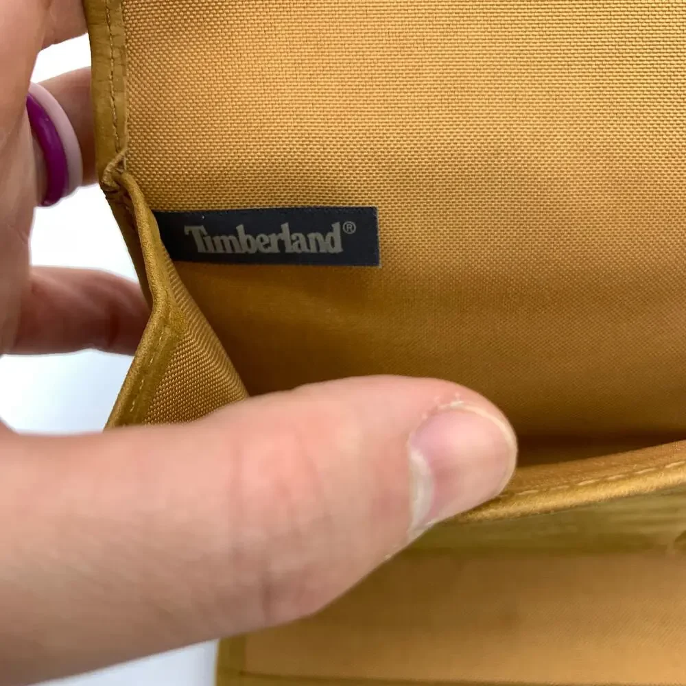 Timberland Leather Long Wallet Women Yellow Snap Enclosure